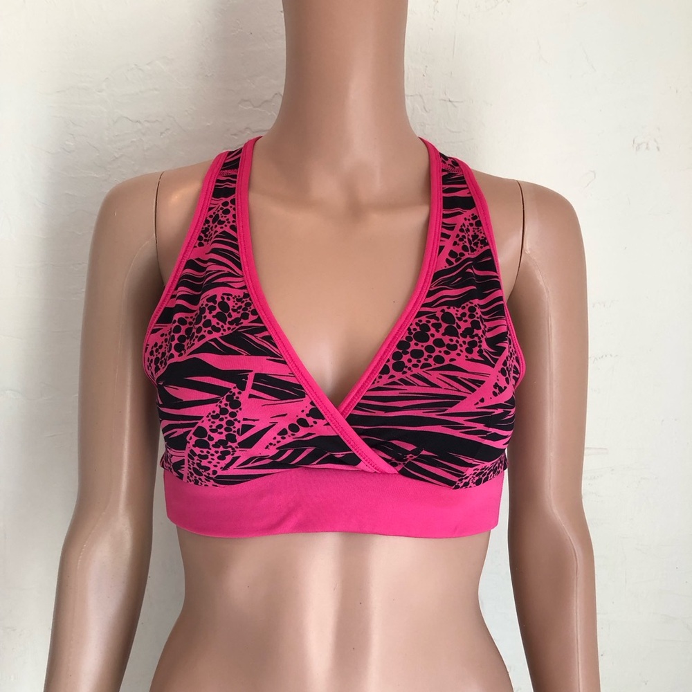 Zumba Wear Dance Women’s Size M Pink/Black Animal Print Activewear Sport Bra